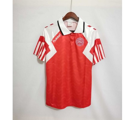 Denmark 1992 EuroCup Home Red Soccer Jersey